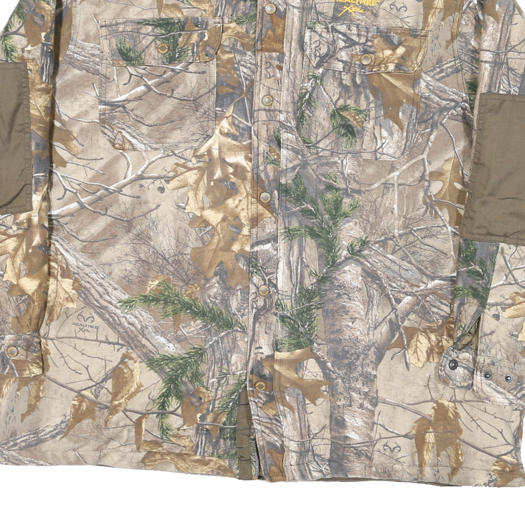 REAL TREE Mens Beige Camouflage Cotton Blend Zip Jacket 2XL Outdoor Hunting