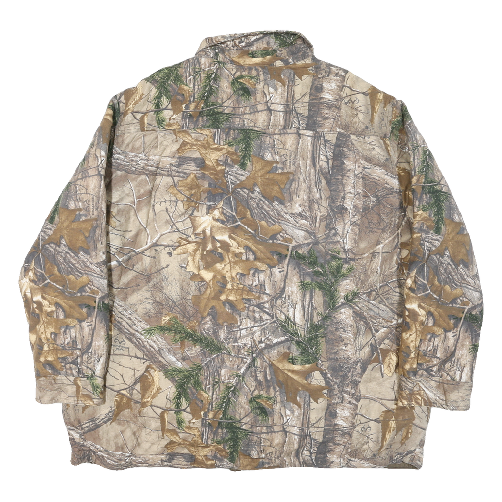 REAL TREE Mens Beige Camouflage Cotton Blend Zip Jacket 2XL Outdoor Hunting