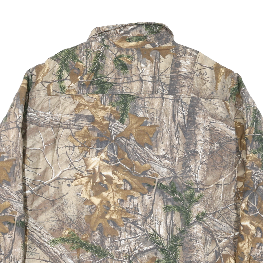 REAL TREE Mens Beige Camouflage Cotton Blend Zip Jacket 2XL Outdoor Hunting