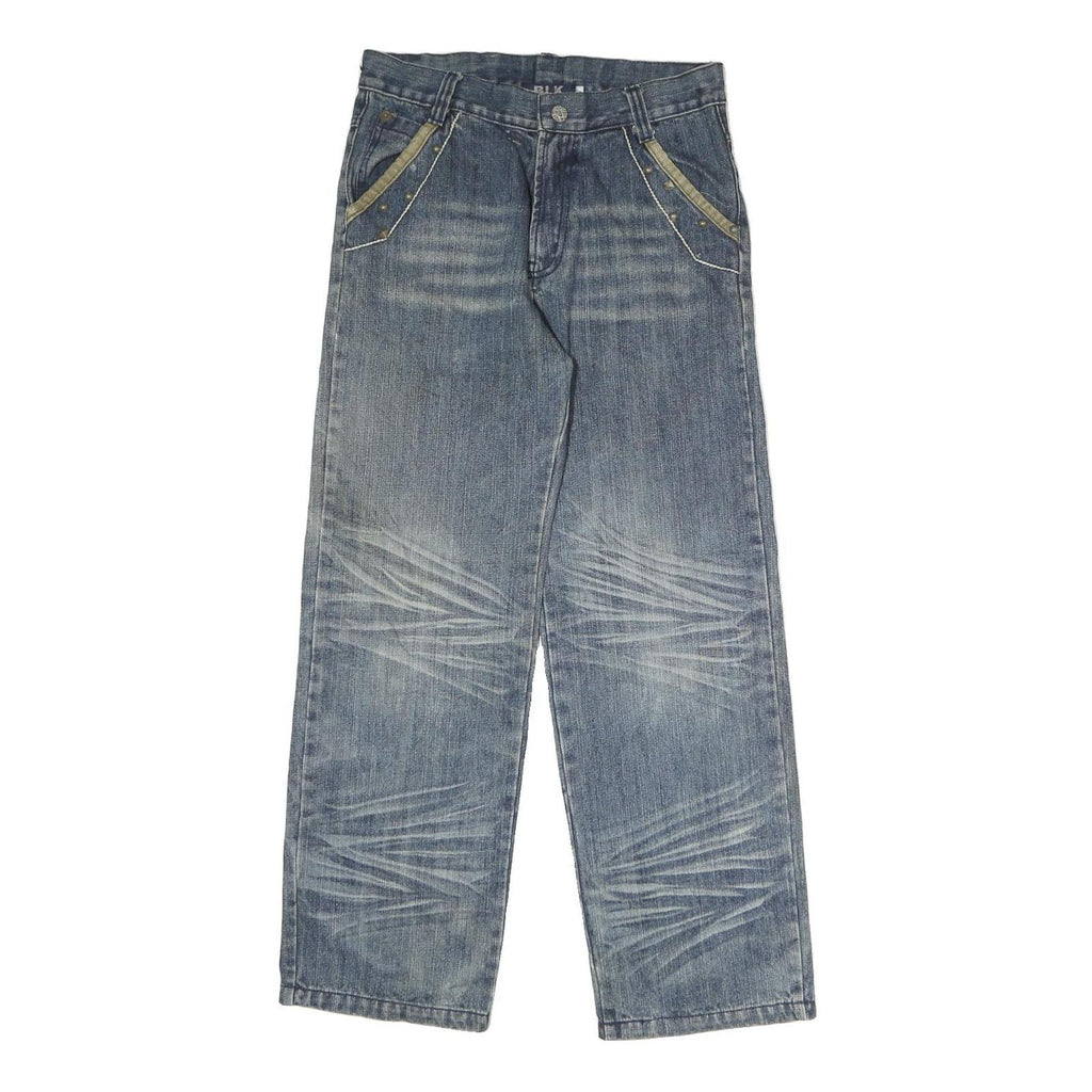 BLK Mens Jeans Regular Straight Denim Medium W27 L26 Distressed Pocket Detailing