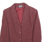 ALEXON Womens Red Houndstooth Button Jacket S Wool Blend Tailored