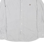 HARMONT AND BLAINE Mens Grey White Striped Shirt S Cotton Blend Classic Fit