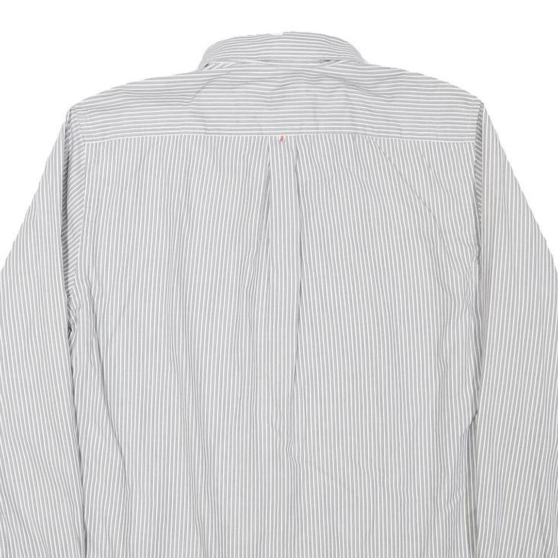 HARMONT AND BLAINE Mens Grey White Striped Shirt S Cotton Blend Classic Fit