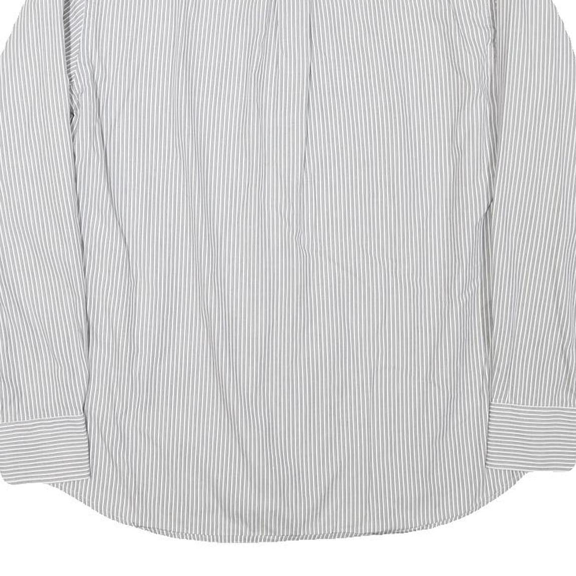 HARMONT AND BLAINE Mens Grey White Striped Shirt S Cotton Blend Classic Fit
