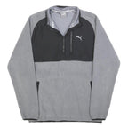 PUMA Mens Grey & Black Patterned Full Zip Jumper Crew Neck Polyester Blend S