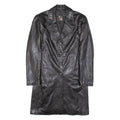 KINAFF Womens Overcoat Coat Black Leather S