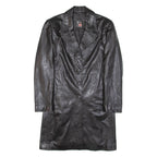 KINAFF Womens Overcoat Coat Black Leather S