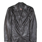 KINAFF Womens Overcoat Coat Black Leather S
