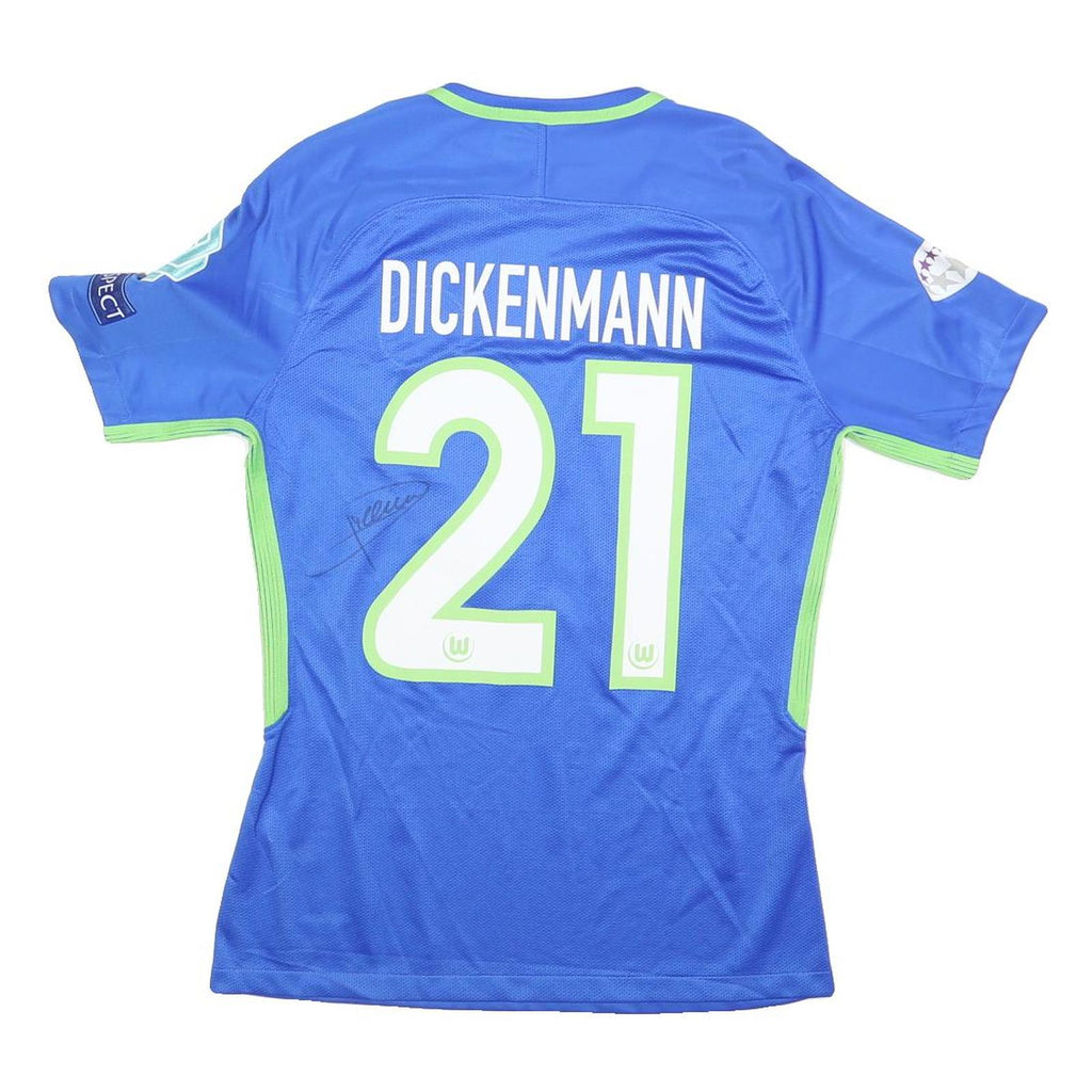 NIKE Signed Mens Blue & Green Football Shirt M Short Sleeve Dickenmann 21