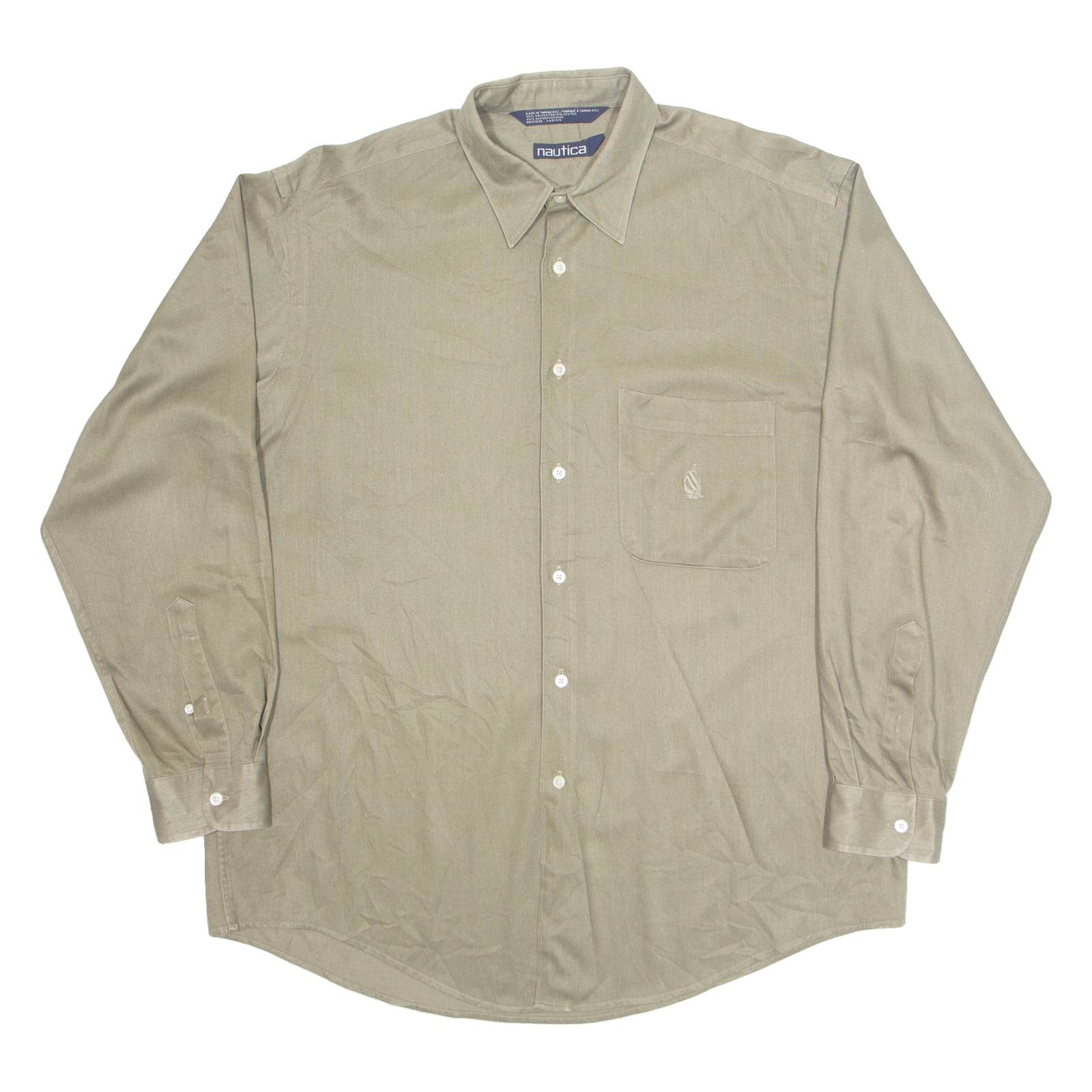 NAUTICA Mens Plain Shirt Green Long Sleeve L