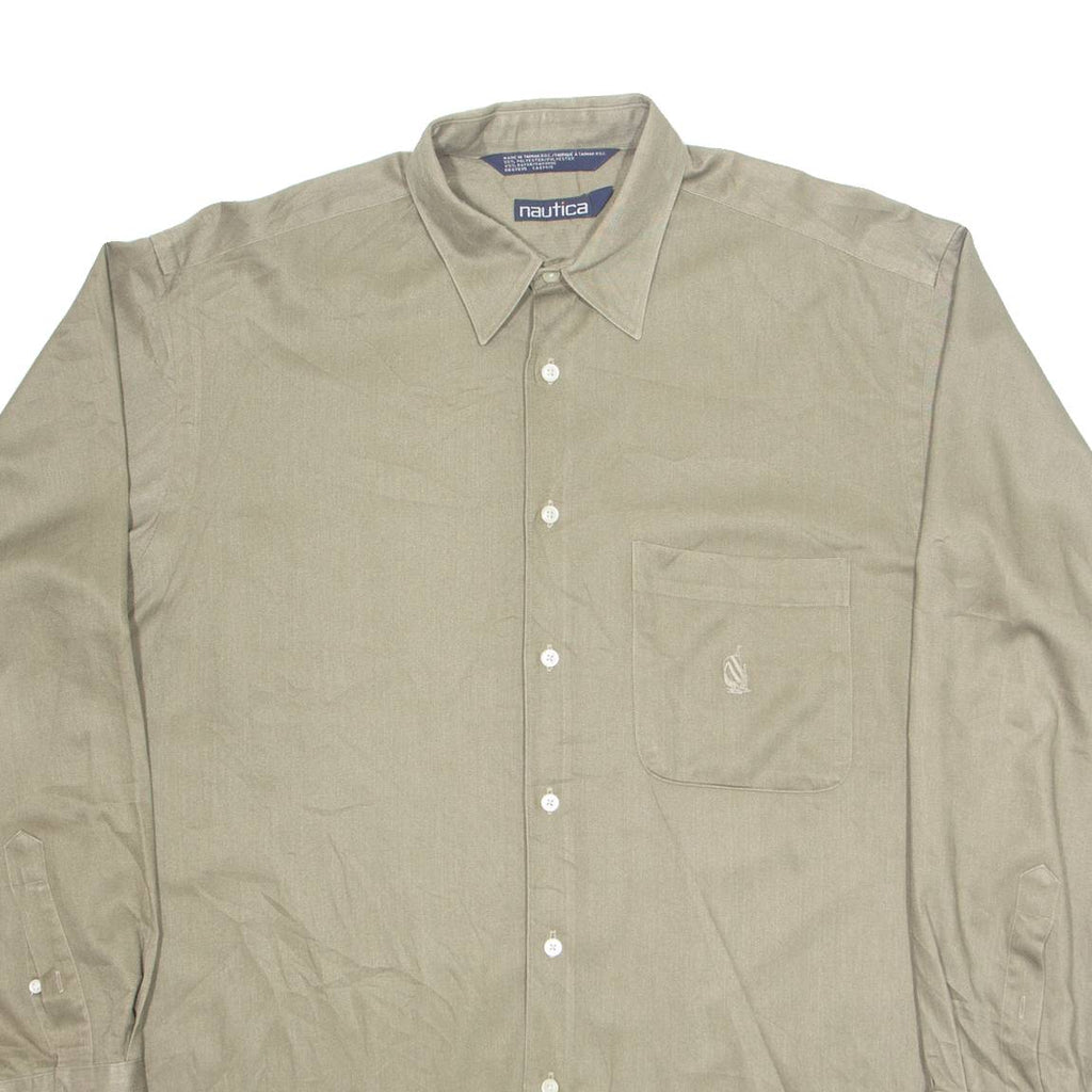 NAUTICA Mens Plain Shirt Green Long Sleeve L