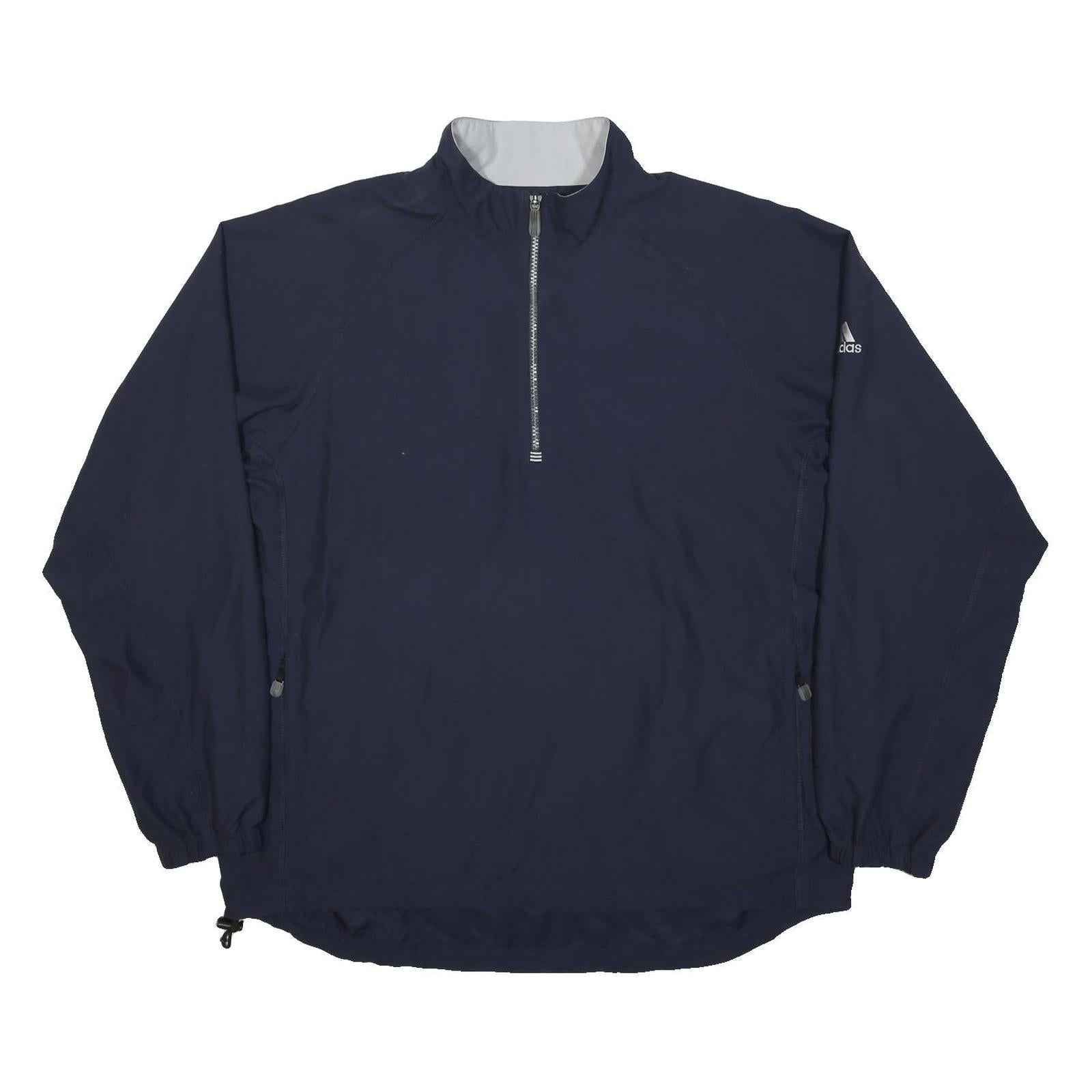 ADIDAS Mens Navy Blue Athletic Jacket M Polyester Zip Plain Casual Sportswear