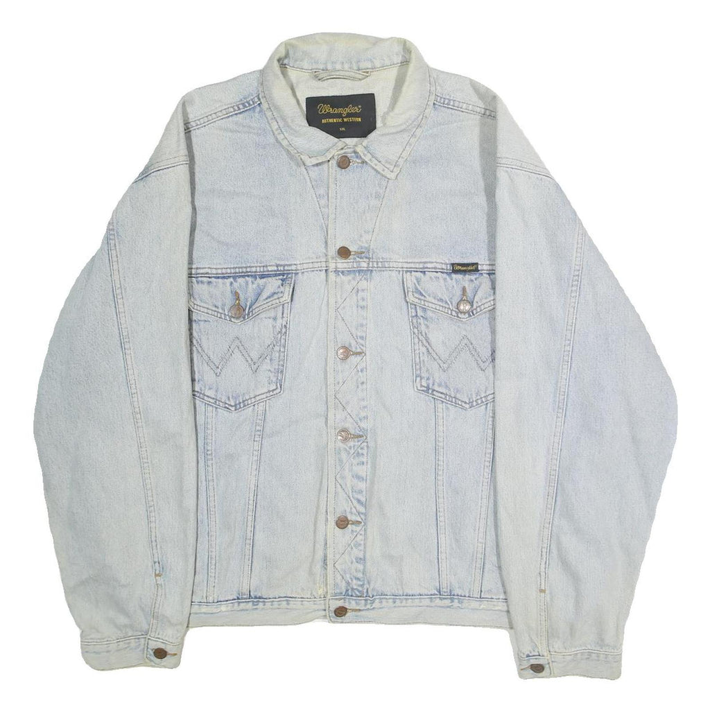 WRANGLER Mens Blue Cotton Denim Jacket 2XL Authentic Western Button Closure