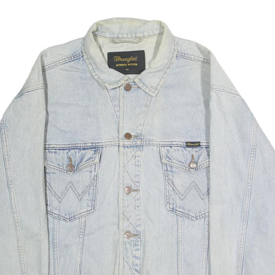 WRANGLER Mens Blue Cotton Denim Jacket 2XL Authentic Western Button Closure