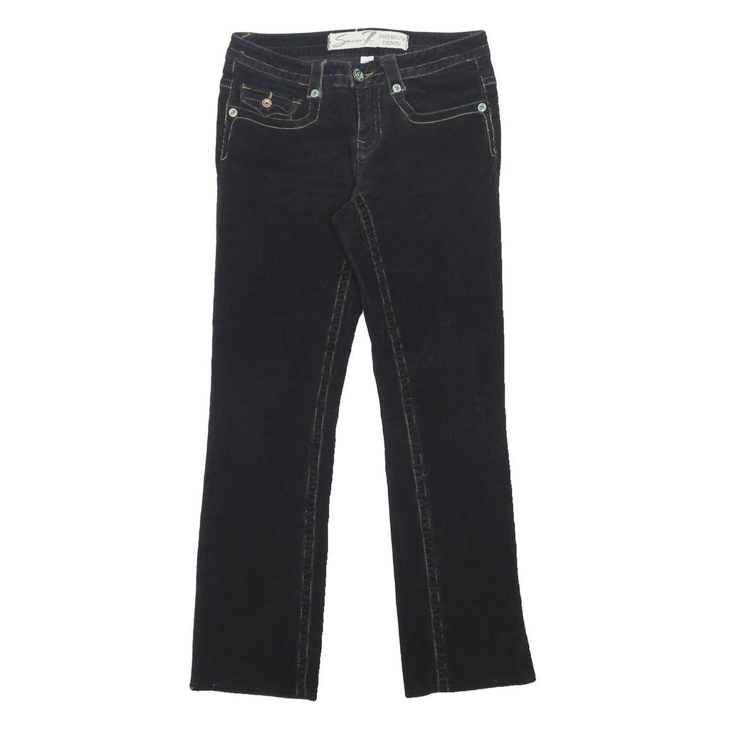 7 FOR ALL MANKIND Womens Cotton Blend Black Regular Fit Straight Leg Trousers