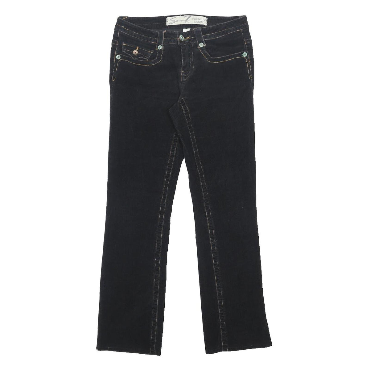 7 FOR ALL MANKIND Womens Cotton Blend Black Regular Fit Straight Leg Trousers
