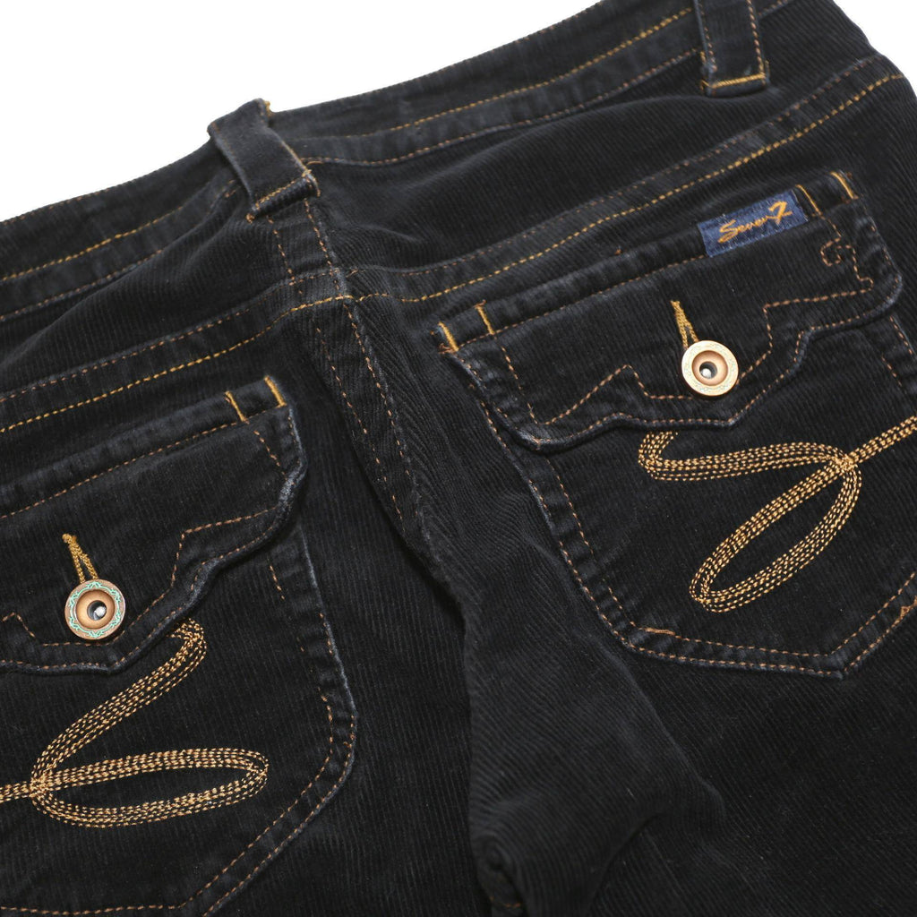 7 FOR ALL MANKIND Womens Cotton Blend Black Regular Fit Straight Leg Trousers
