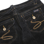 7 FOR ALL MANKIND Womens Cotton Blend Black Regular Fit Straight Leg Trousers