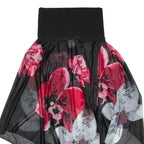 Womens Flare Skirt Black Midi Floral S
