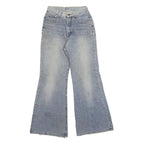 Womens Light Blue Regular Fit Flared Denim Cotton Blend Jeans W26 L30 Zip