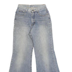 Womens Light Blue Regular Fit Flared Denim Cotton Blend Jeans W26 L30 Zip