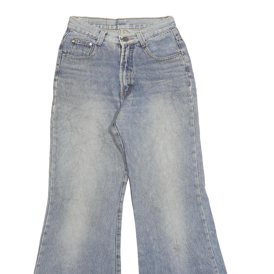 Womens Light Blue Regular Fit Flared Denim Cotton Blend Jeans W26 L30 Zip