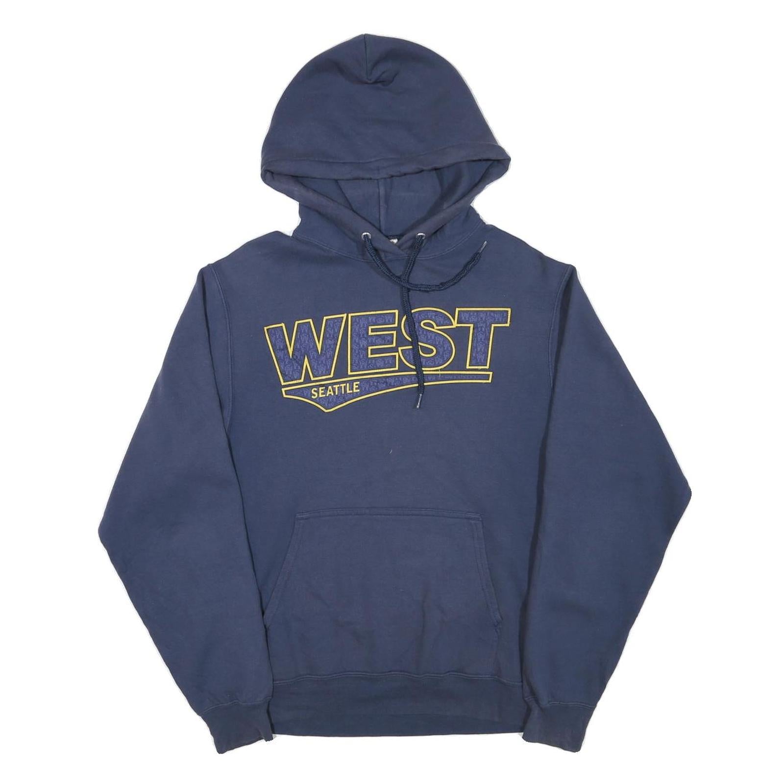 PORT & COMPANY Mens Navy Blue West Seattle Hoodie S Cotton Blend Pullover