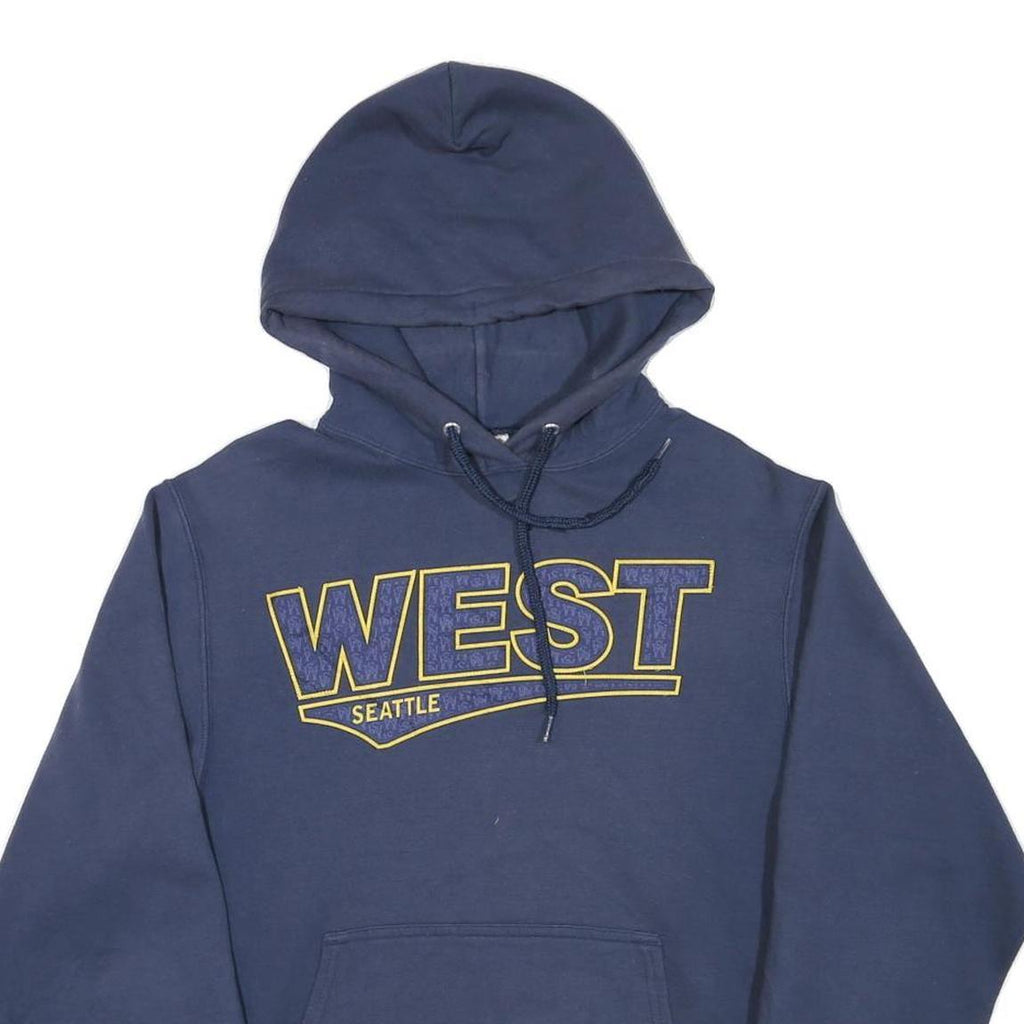 PORT & COMPANY Mens Navy Blue West Seattle Hoodie S Cotton Blend Pullover