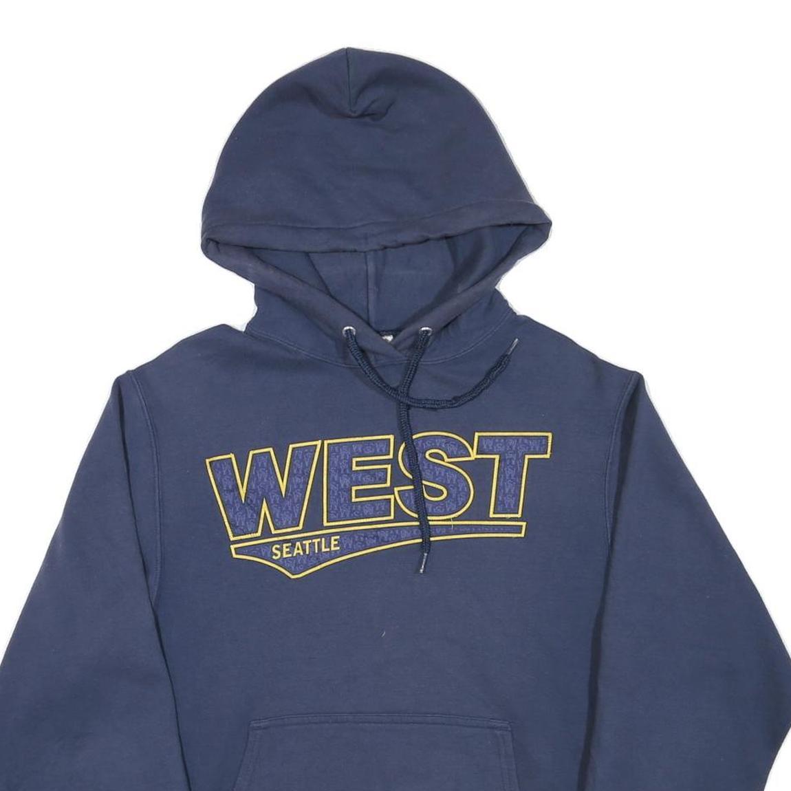 PORT & COMPANY Mens Navy Blue West Seattle Hoodie S Cotton Blend Pullover