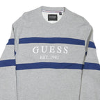 GUESS Mens Grey & Blue Sweatshirt Crew Neck L Cotton Blend Casual Pullover