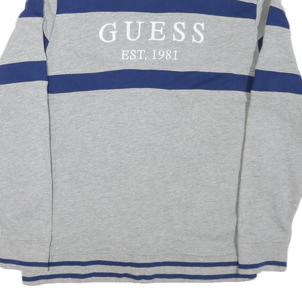 GUESS Mens Grey & Blue Sweatshirt Crew Neck L Cotton Blend Casual Pullover