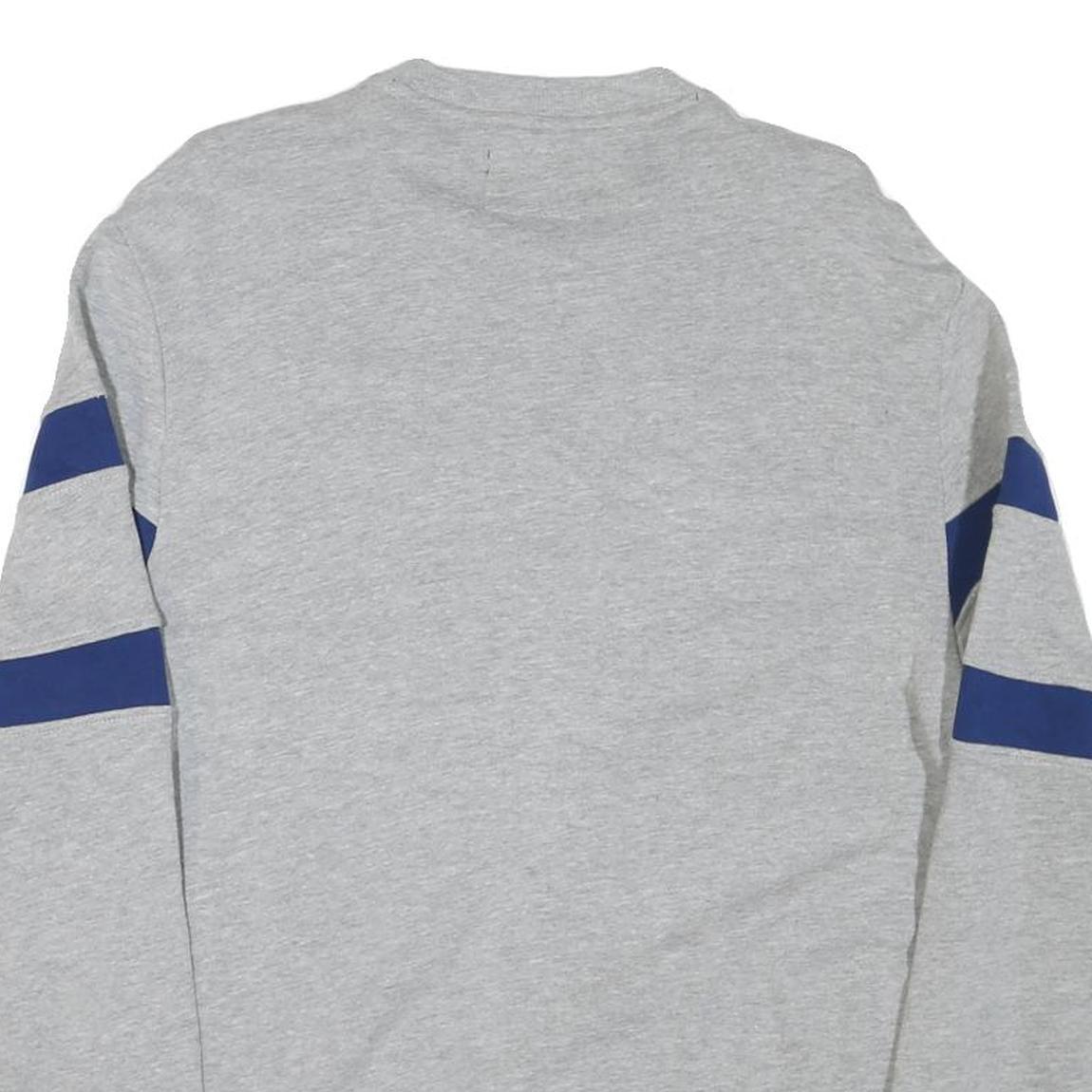 GUESS Mens Grey & Blue Sweatshirt Crew Neck L Cotton Blend Casual Pullover