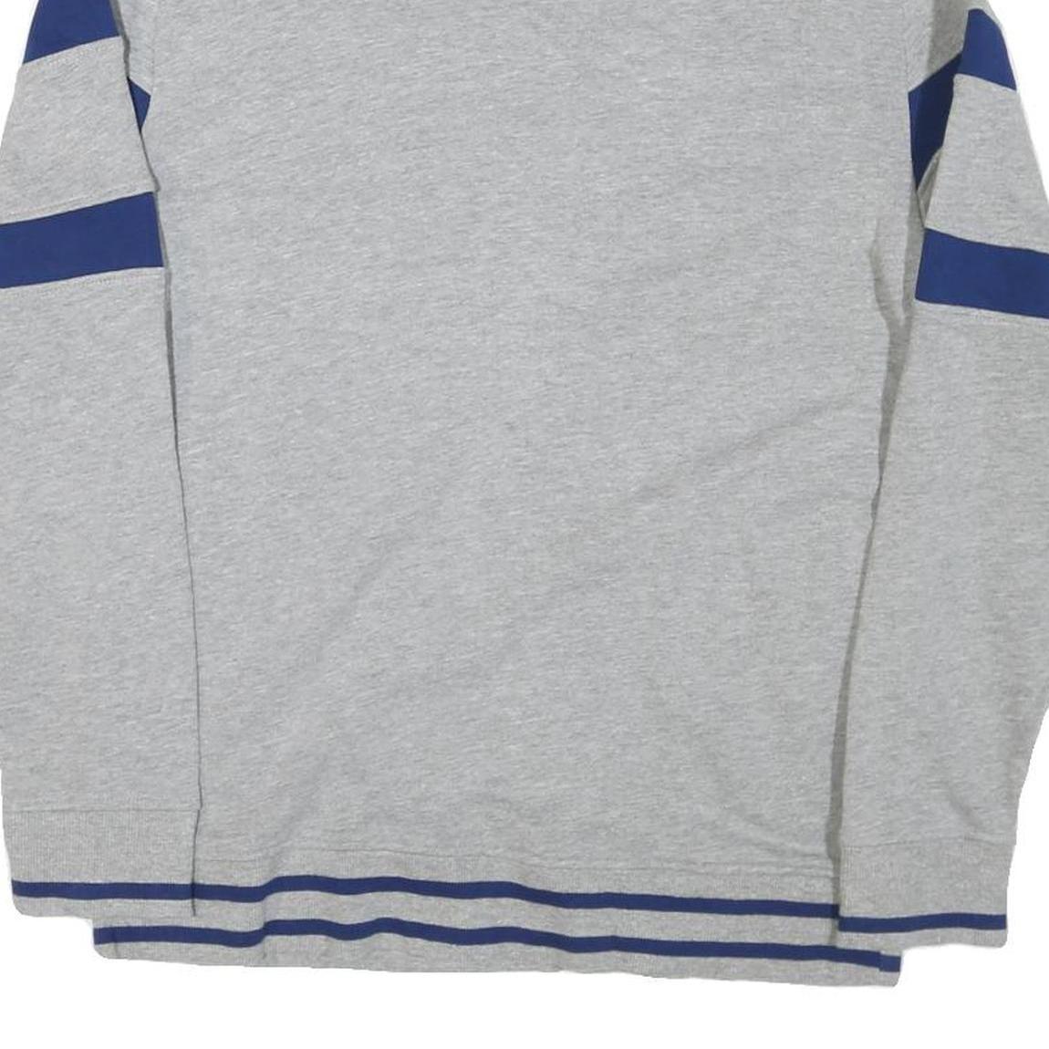 GUESS Mens Grey & Blue Sweatshirt Crew Neck L Cotton Blend Casual Pullover