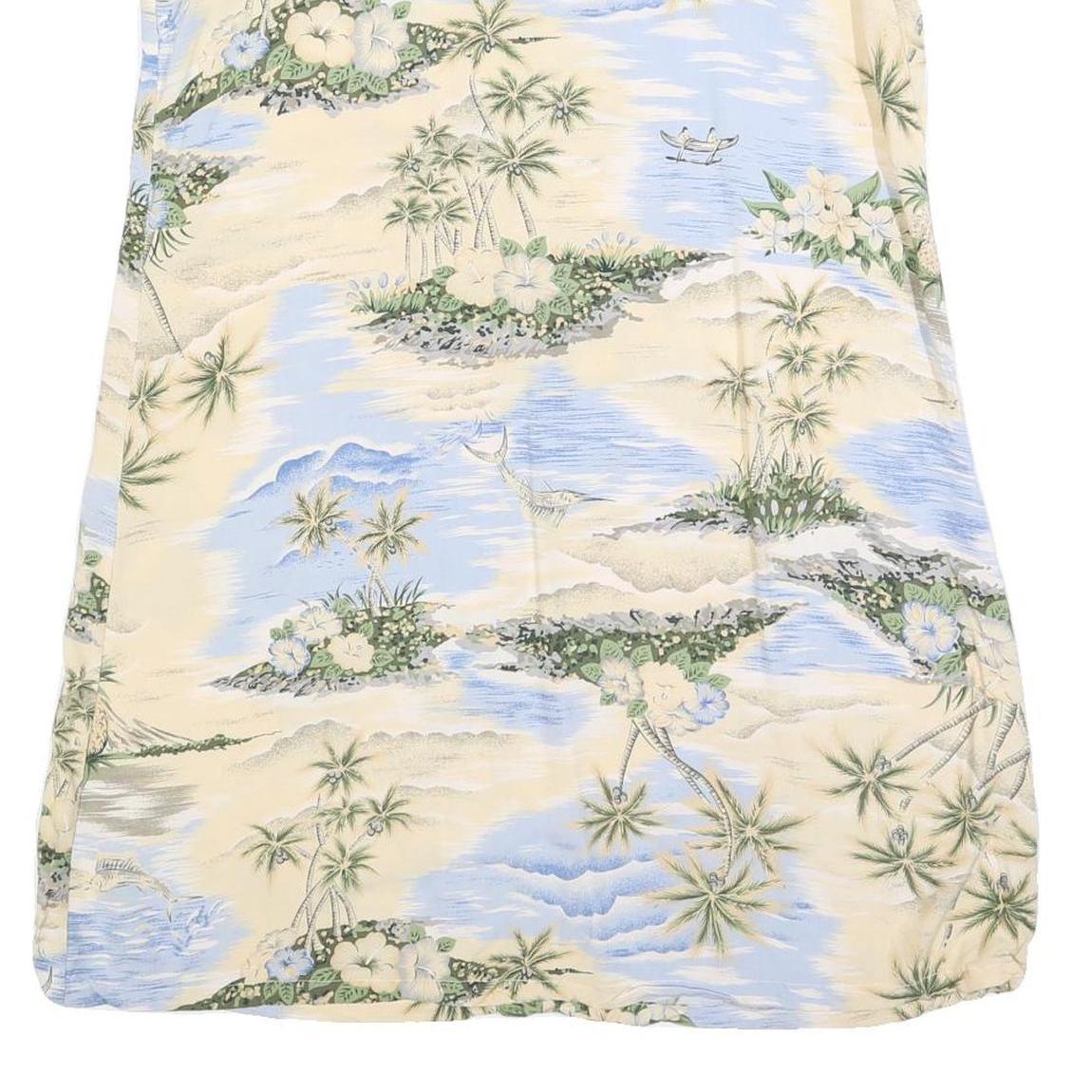 BAHAMA CRUISE Womens Cream & Blue Tropical Print Day Cotton Blend Dress XL