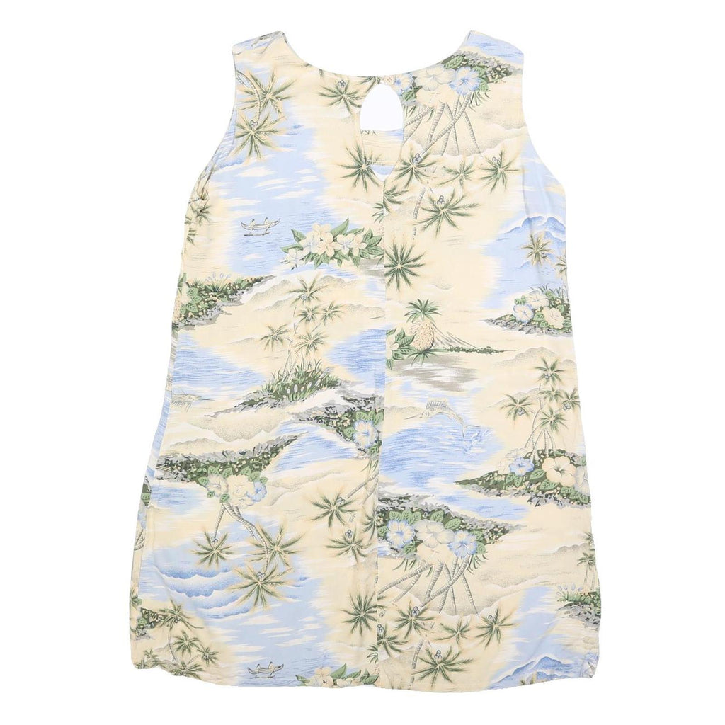 BAHAMA CRUISE Womens Cream & Blue Tropical Print Day Cotton Blend Dress XL