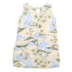 BAHAMA CRUISE Womens Cream & Blue Tropical Print Day Cotton Blend Dress XL