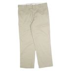 DICKIES Mens Regular Beige Cotton Blend Regular Fit Straight Leg Trousers W36