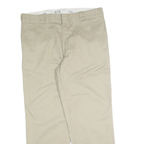 DICKIES Mens Regular Beige Cotton Blend Regular Fit Straight Leg Trousers W36