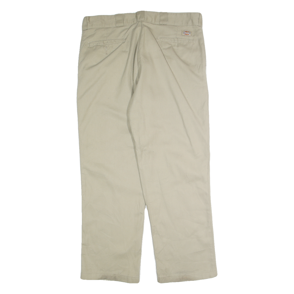 DICKIES Mens Regular Beige Cotton Blend Regular Fit Straight Leg Trousers W36