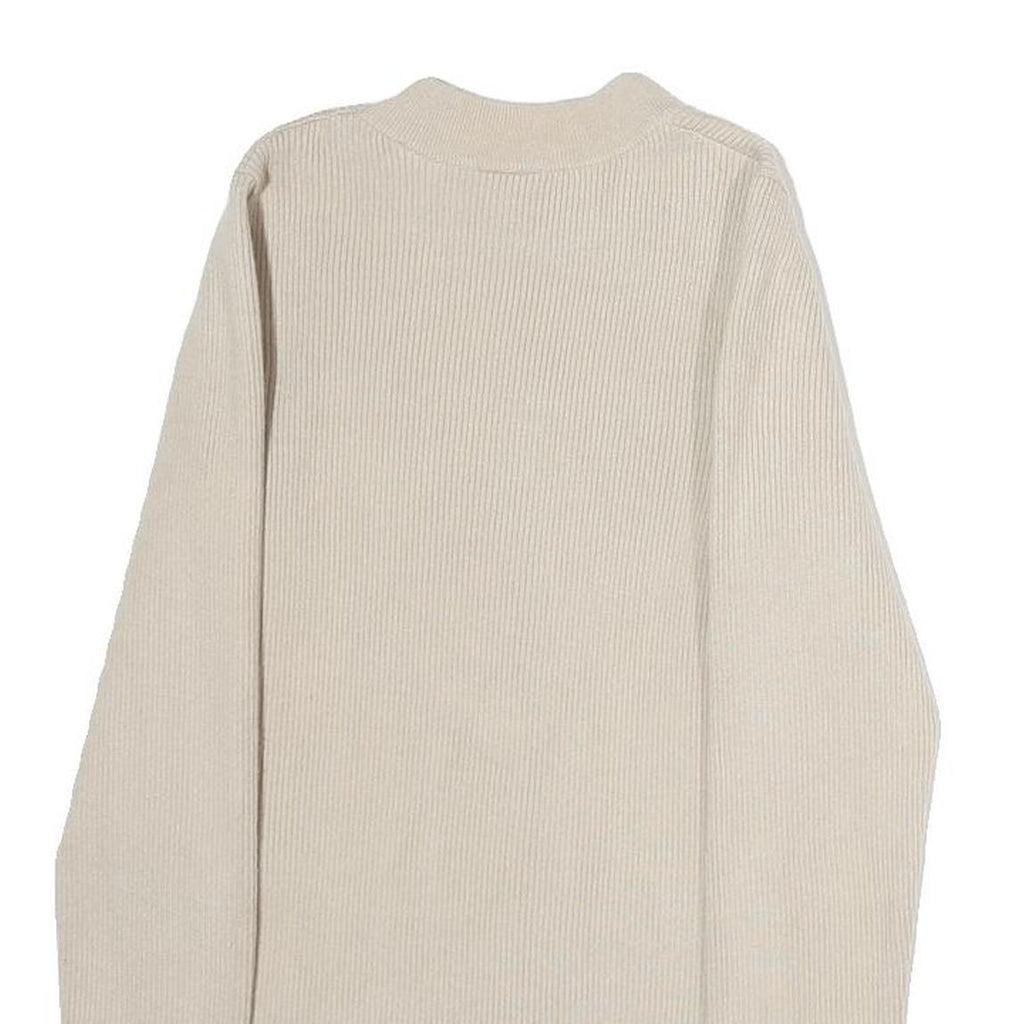 LEVI'S Womens Cream Pullover Plain Rib Knit Crew Neck Jumper S Cotton Blend