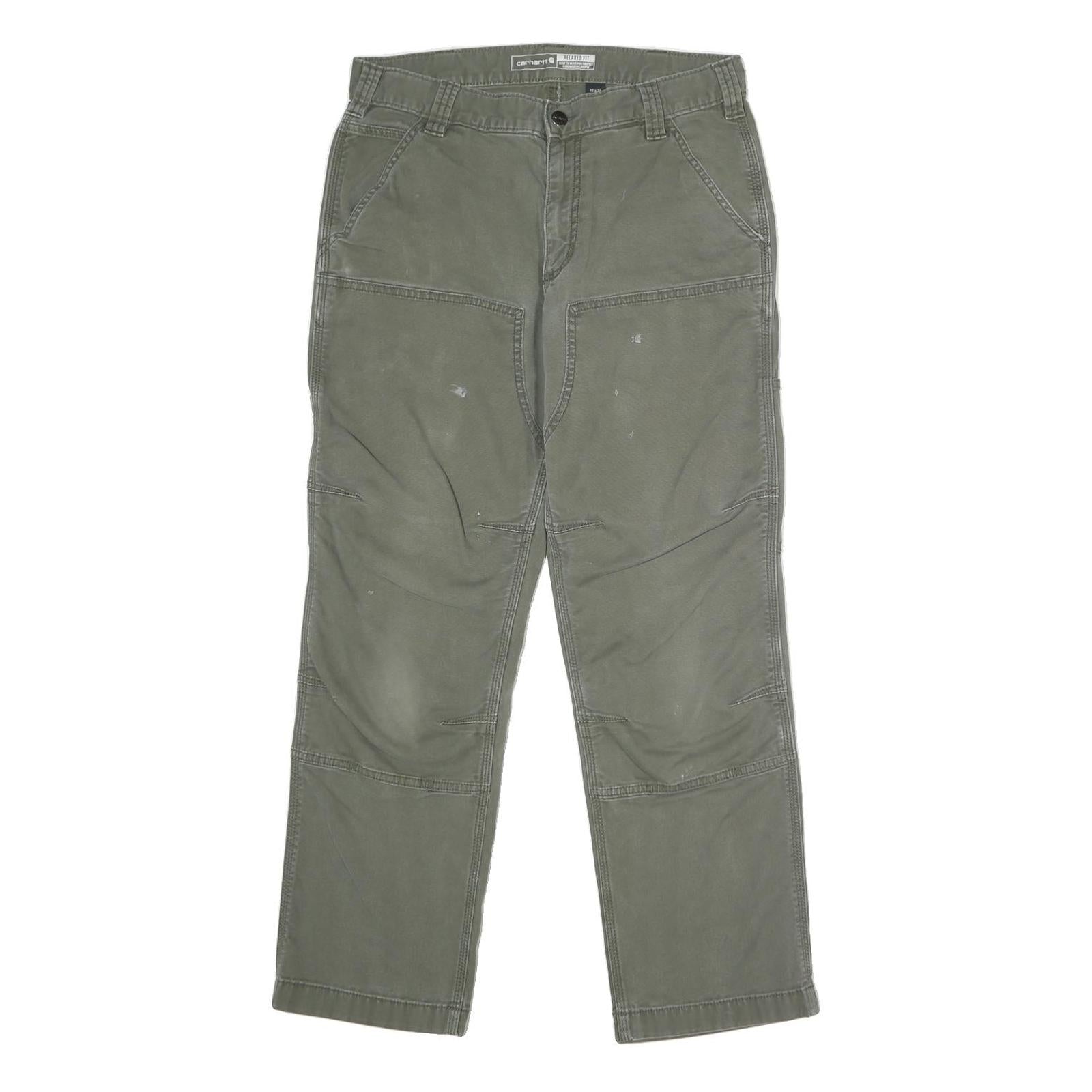 CARHARTT Mens Jeans Olive Relaxed Straight Cotton Blend W32 L30 Workwear