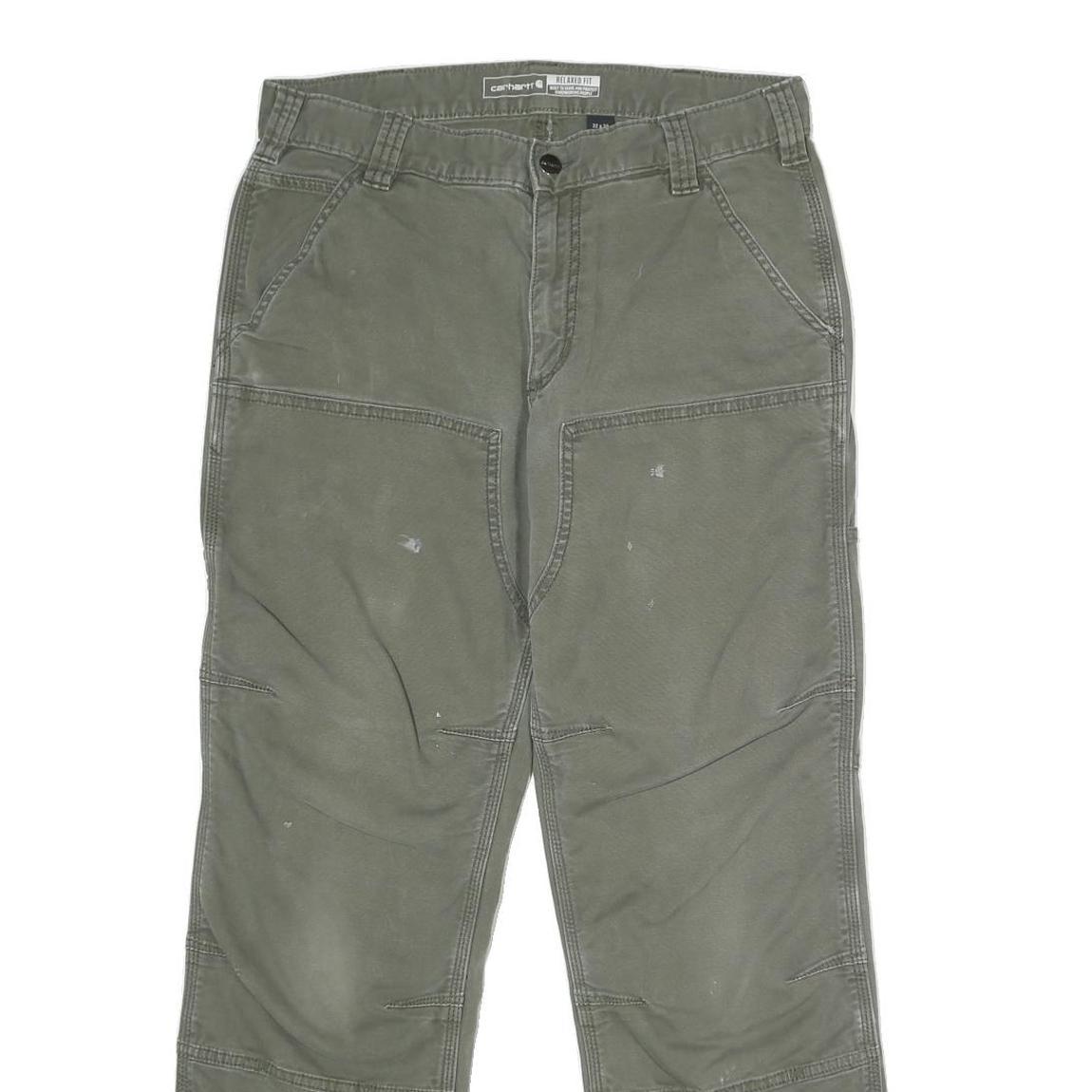 CARHARTT Mens Jeans Olive Relaxed Straight Cotton Blend W32 L30 Workwear