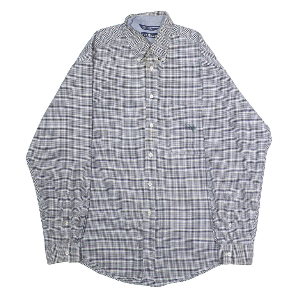 NAUTICA Mens Shirt Black Houndstooth Long Sleeve L