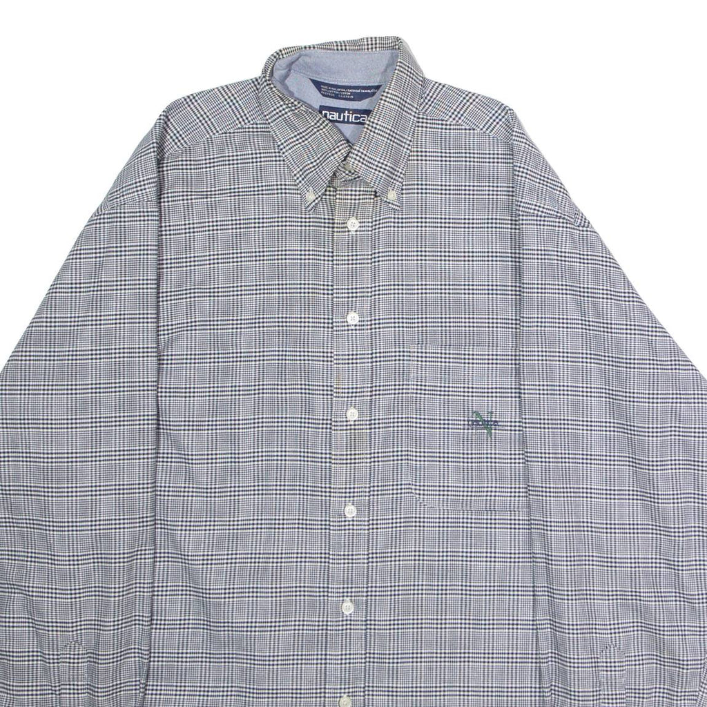 NAUTICA Mens Shirt Black Houndstooth Long Sleeve L