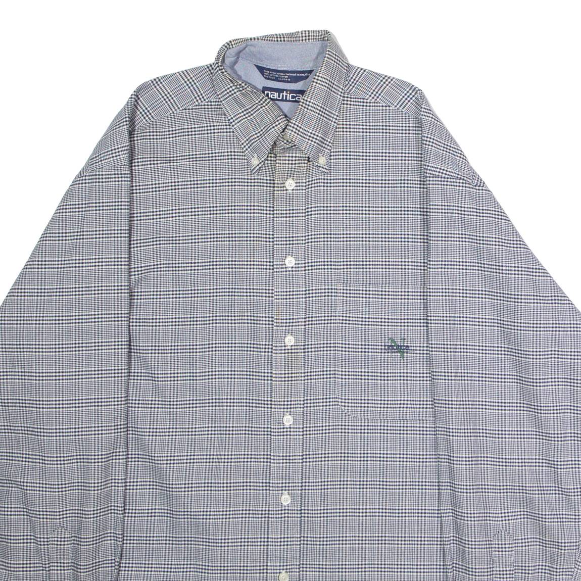 NAUTICA Mens Shirt Black Houndstooth Long Sleeve L