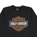 HARLEY DAVIDSON Mens Black Crew Neck Sweatshirt Logo Graphic Cotton Blend S