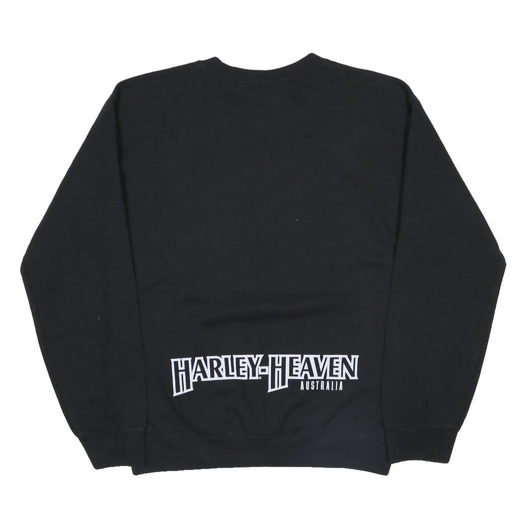 HARLEY DAVIDSON Mens Black Crew Neck Sweatshirt Logo Graphic Cotton Blend S