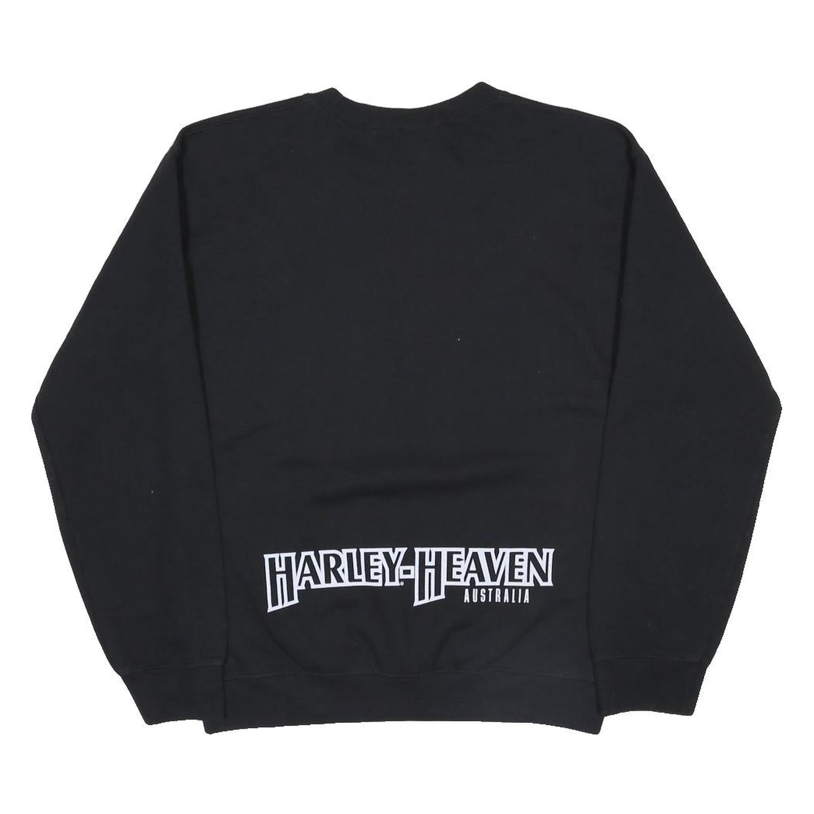 HARLEY DAVIDSON Mens Black Crew Neck Sweatshirt Logo Graphic Cotton Blend S