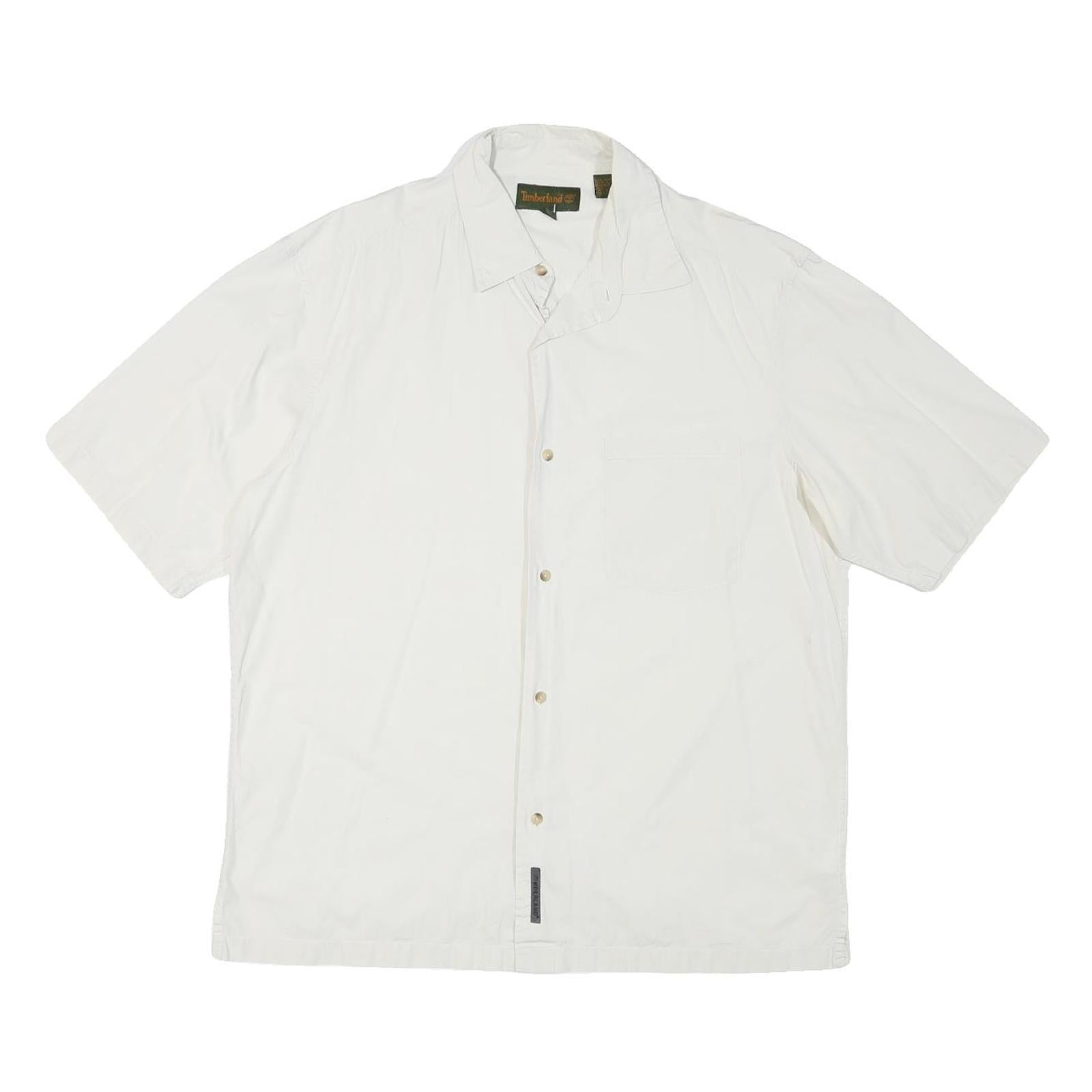TIMBERLAND Mens White Cotton Blend Shirt L Casual Lightweight Button Up