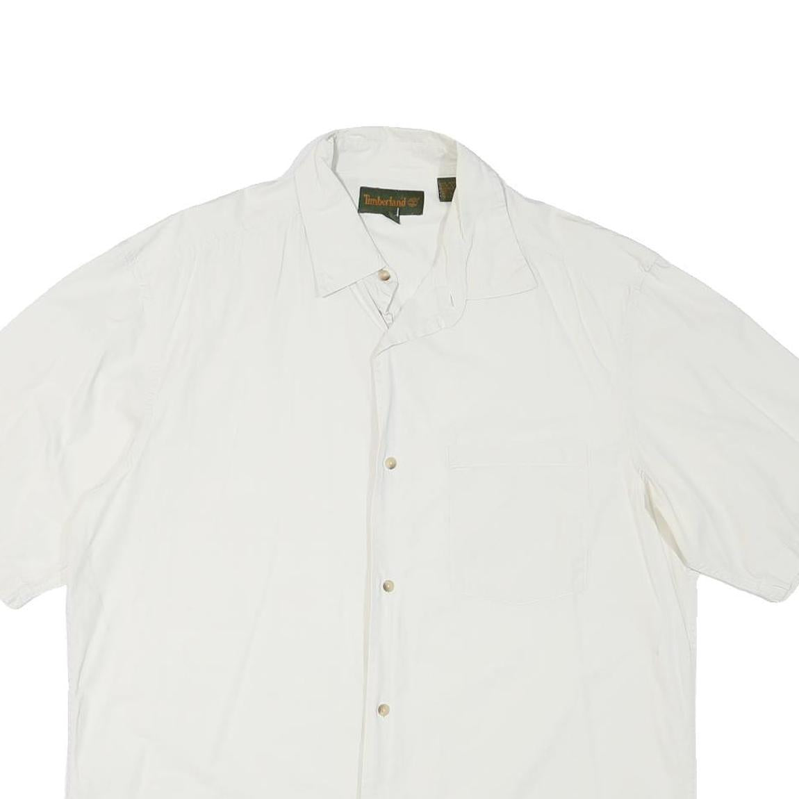 TIMBERLAND Mens White Cotton Blend Shirt L Casual Lightweight Button Up